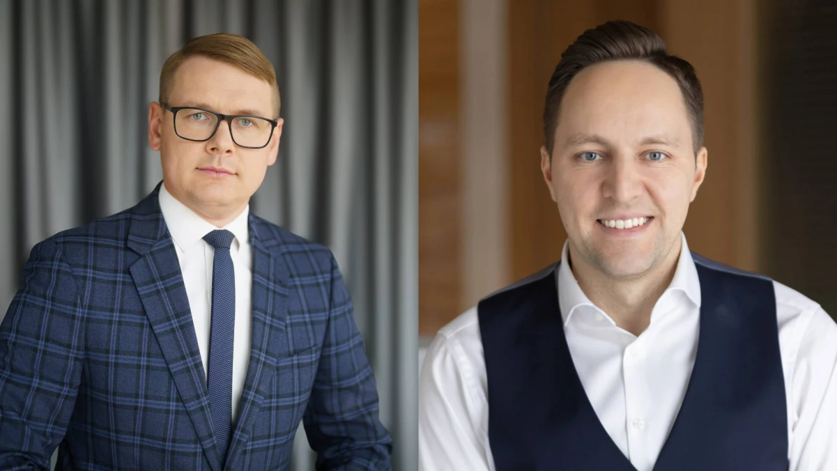Edgaras Mickus, „Swedbank“ Privačiosios bankininkystės departamento Finansinio turto valdymo srities vadovas, Tomas Krakauskas, „Willgrow“ šeimos biuro investicijų valdymo direktorius. VŽ koliažas.