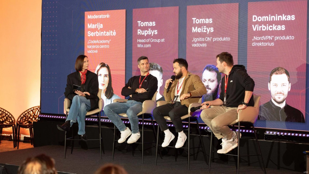 Produkto vadovų konferencija 2025, diskusija. Juditos Grigelytės (VŽ) nuotr.