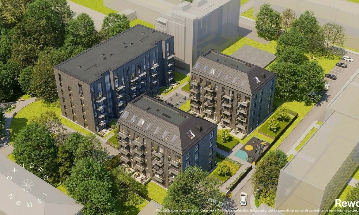 Daugiabučių „Skvero namai“ projektas. Bendrovės vizualizacija.