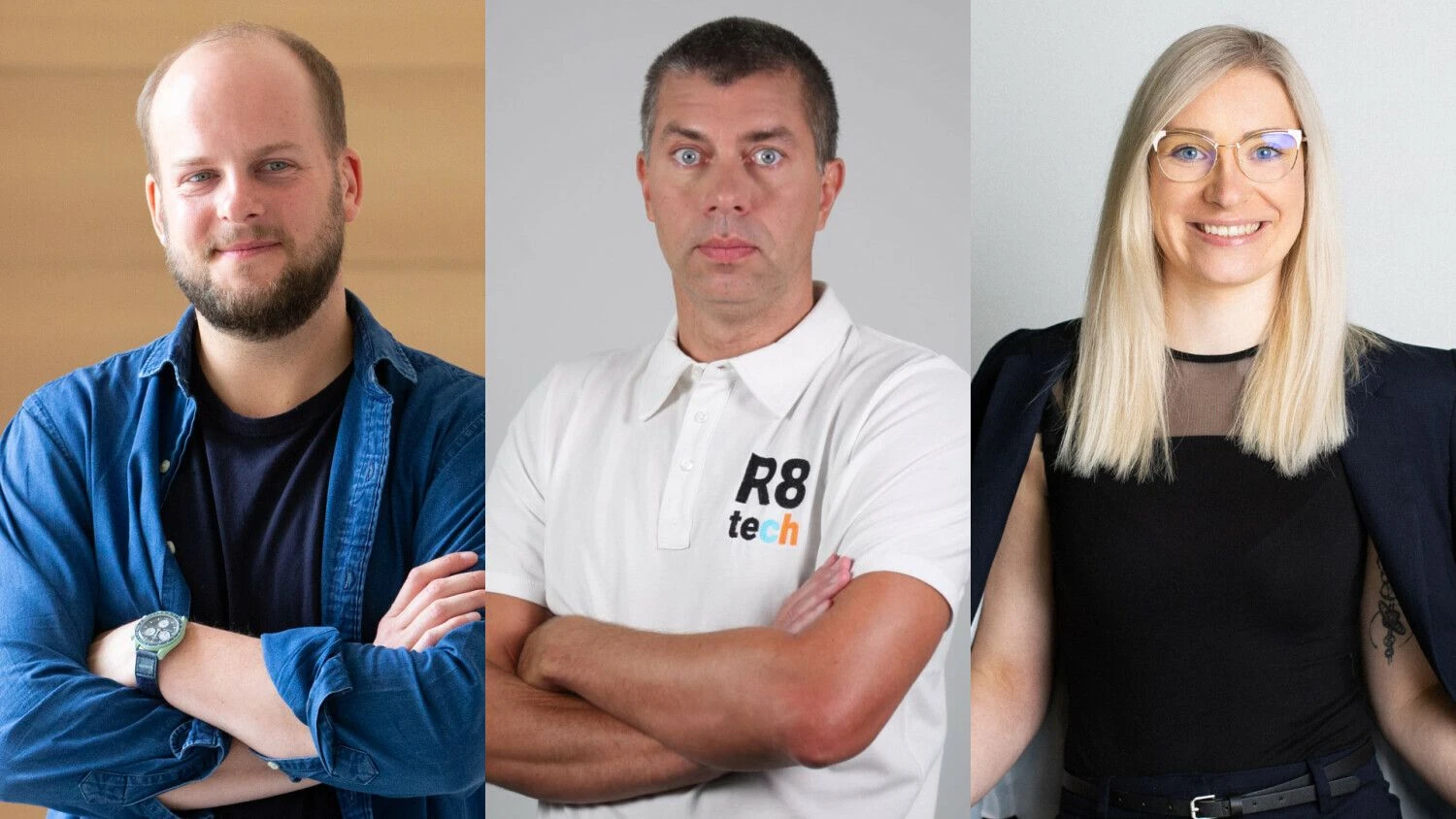 Iš kairės: Rokas Pečiulaitis, „Contrarian Ventures“ vadovaujantysis partneris, Imre Gustavas Vellamaa, „R8 Technologies“ vienas įkūrėjų, Toma Dilė, „PVCase“ vykdomoji direktorė. VŽ koliažas.