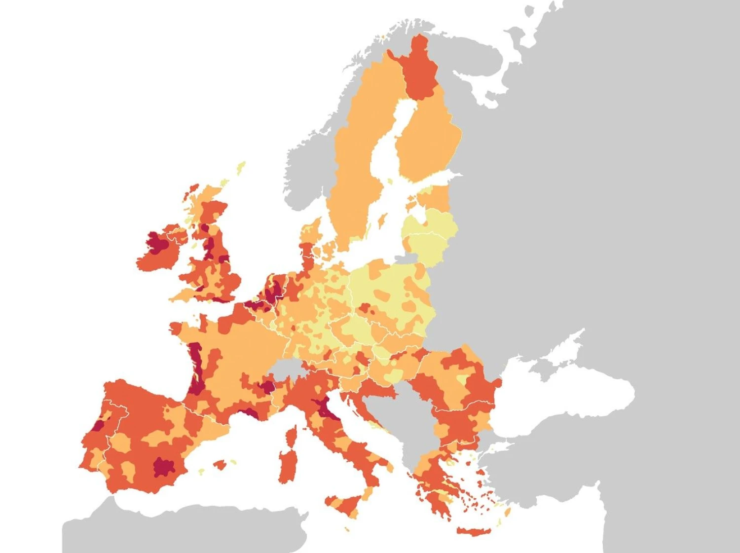 Teritorijos, kuriose galima didžiausia įvairių gamtos katastrofų rizika.
