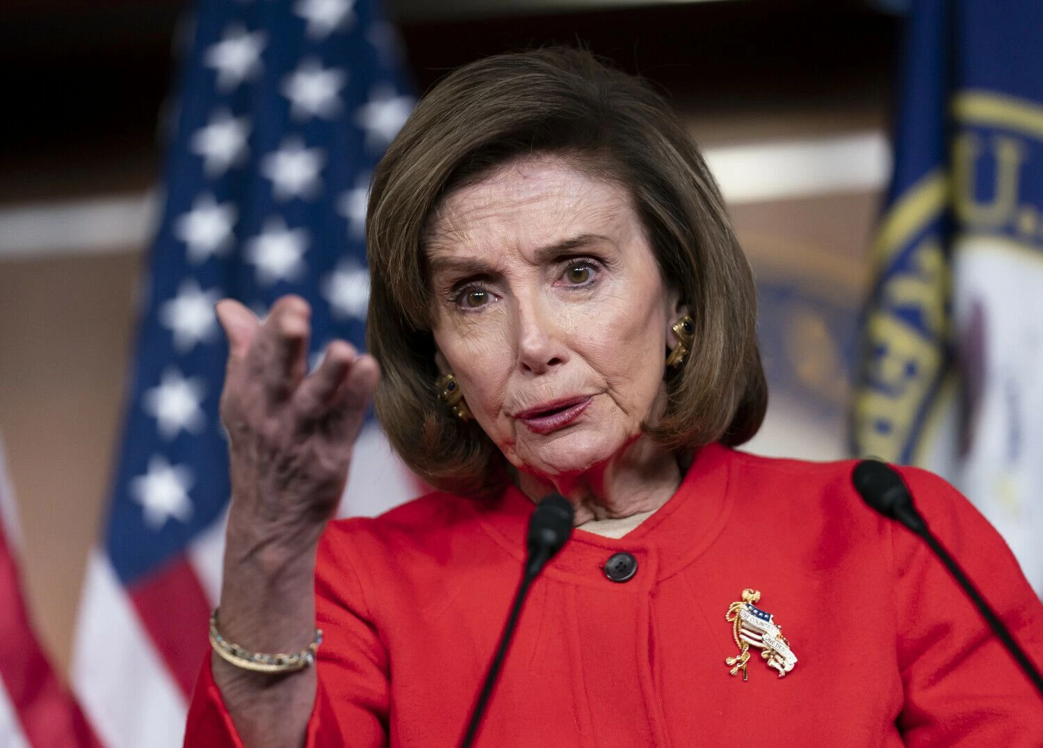 Nancy Pelosi, JAV Atstovų Rūmų pirmininkė. J. Scotto Applewhite'o (AP / „Scanpix“) nuotr.
