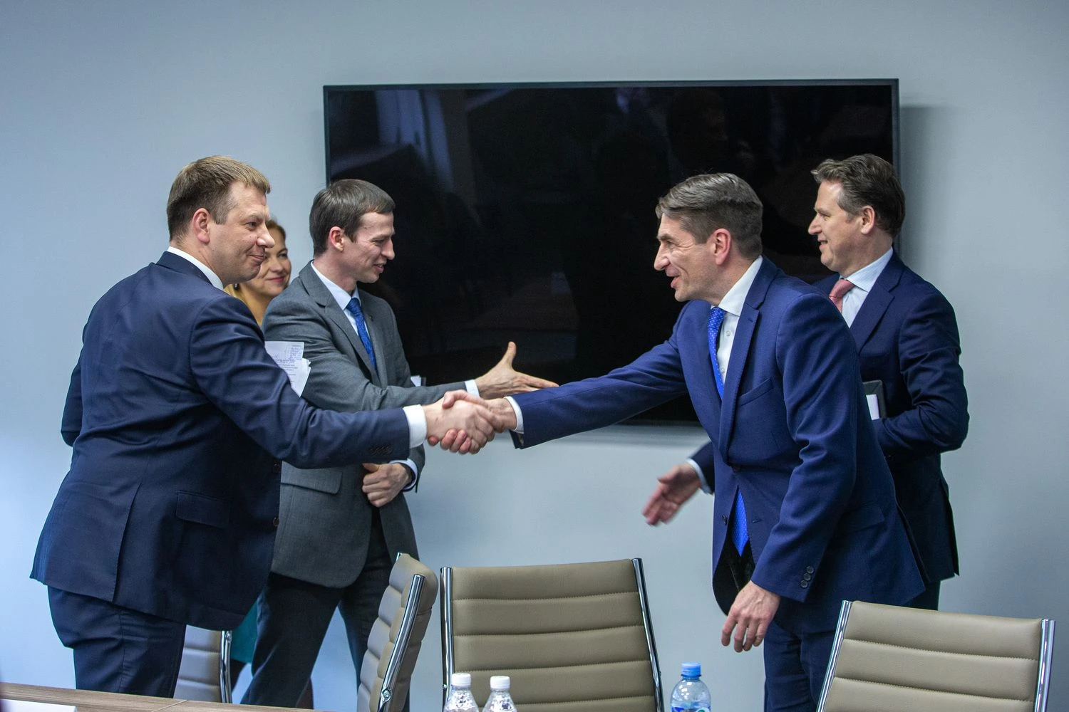 Iš kairės: Vilius Šapoka, finansų ministras, Egidijus Purlys, energetikos viceministras, Darius Maikštėnas, UAB „Ignitis grupė“ valdybos pirmininkas ir generalinis direktorius, Darius Daubaras, UAB „Ignitis grupė“ stebėtojų tarybos pirmininkas . Vladimiro Ivanovo (VŽ) nuotr.