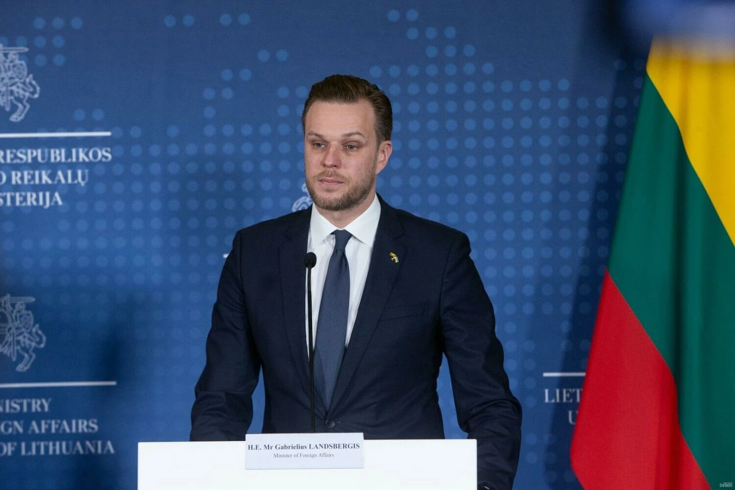 JAV valstybės sekretoriaus Antony J. Blinkeno ir URM ministro Gabrieliaus Landsbergio spaudoskonferencija. Vladimiro Ivanovo (VŽ) nuotr.