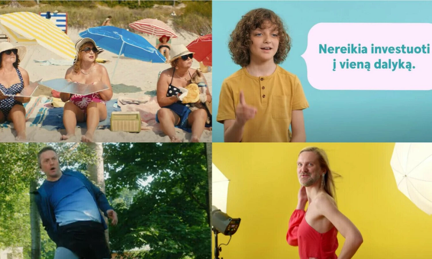 VŽ koliažas, kadrai skirtingose reklamose.
