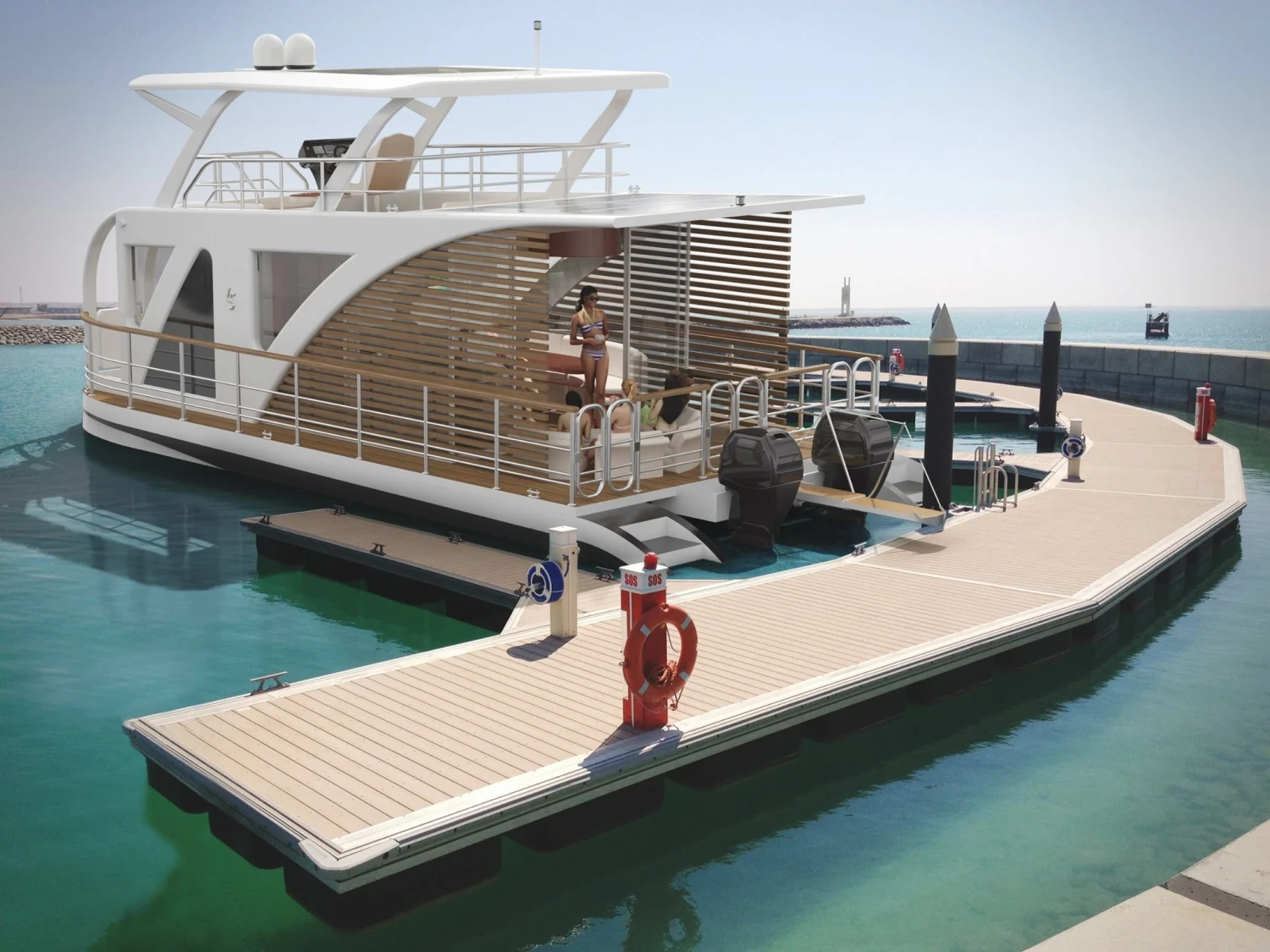 Vasaros pabaigoje Smiltynės jachtų uostą turėtų papuošti pirmoji UAB „Munanta“ pagaminta pontoninė jachta, kurios apžiūrėti žada atvykti kelios dešimtys potencialių klientų iš įvairių Europos šalių.
Bendrovės vizualizacija. 