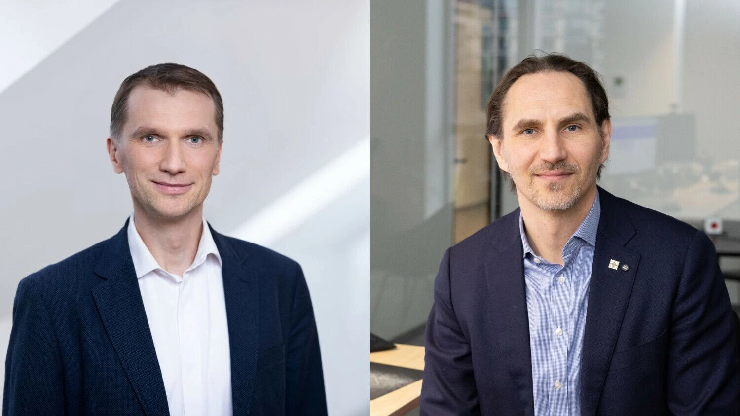 Iš kairės: Evaldas Ruzgys, Lietuvos banko Rinkos infrastruktūros departamento direktorius, Marius Jurgilas, „Axiology“ vadovas. VŽ koliažas.