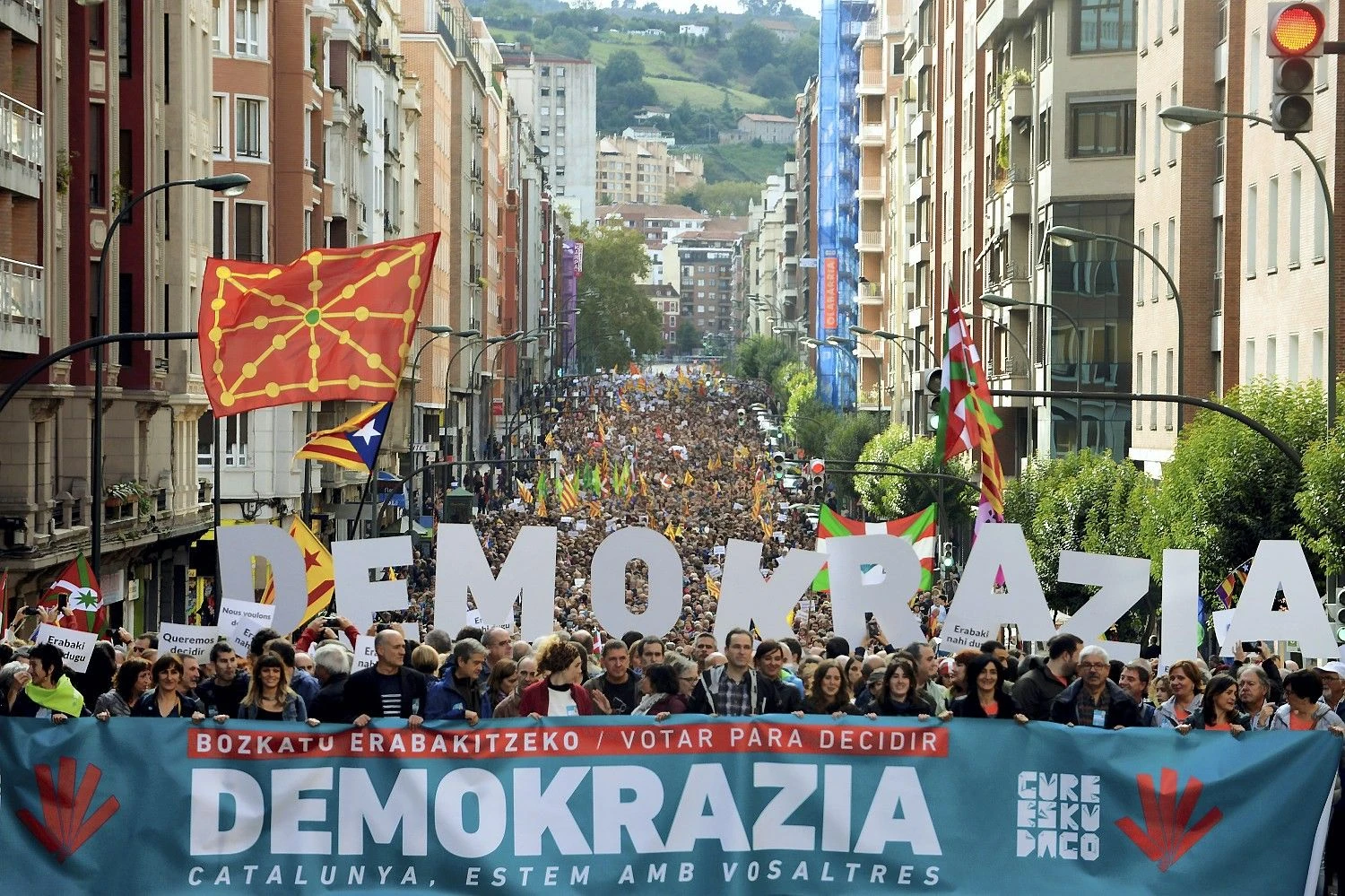 Demonstracija už Katalonijos nepriklausomybę. Vincento Westo („Reuters“ / „Scanpix“) nuotr.