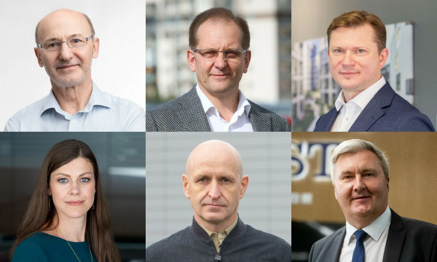 Albinas Vaitkevičius, UAB „Sistela“ direktorius, Arūnas Šlenys, UAB „Naresta“ vadovas, Saulius Putrimas, UAB „Merko statyba“ vadovas, Indrė Genytė-Pikčienė, INVL vyriausioji ekonomistė, Lukas Laukaitis, UAB „Conres LT“ vadovas, Egidijus Urbonas, AB Panevėžio statybos trestas vadovas. VŽ koliažas.