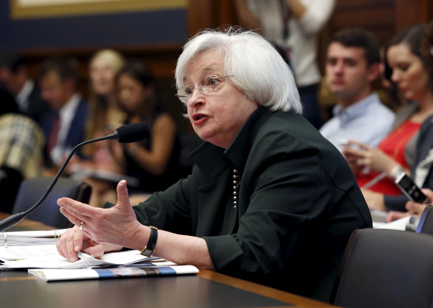 Federal Reserve Board Chairwoman Janet Yellen testifies before a House Financial Services committee hearing on "Monetary Policy and the State of the Economy" on Capitol Hill in Washington July 15, 2015. REUTERS/Yuri Gripas