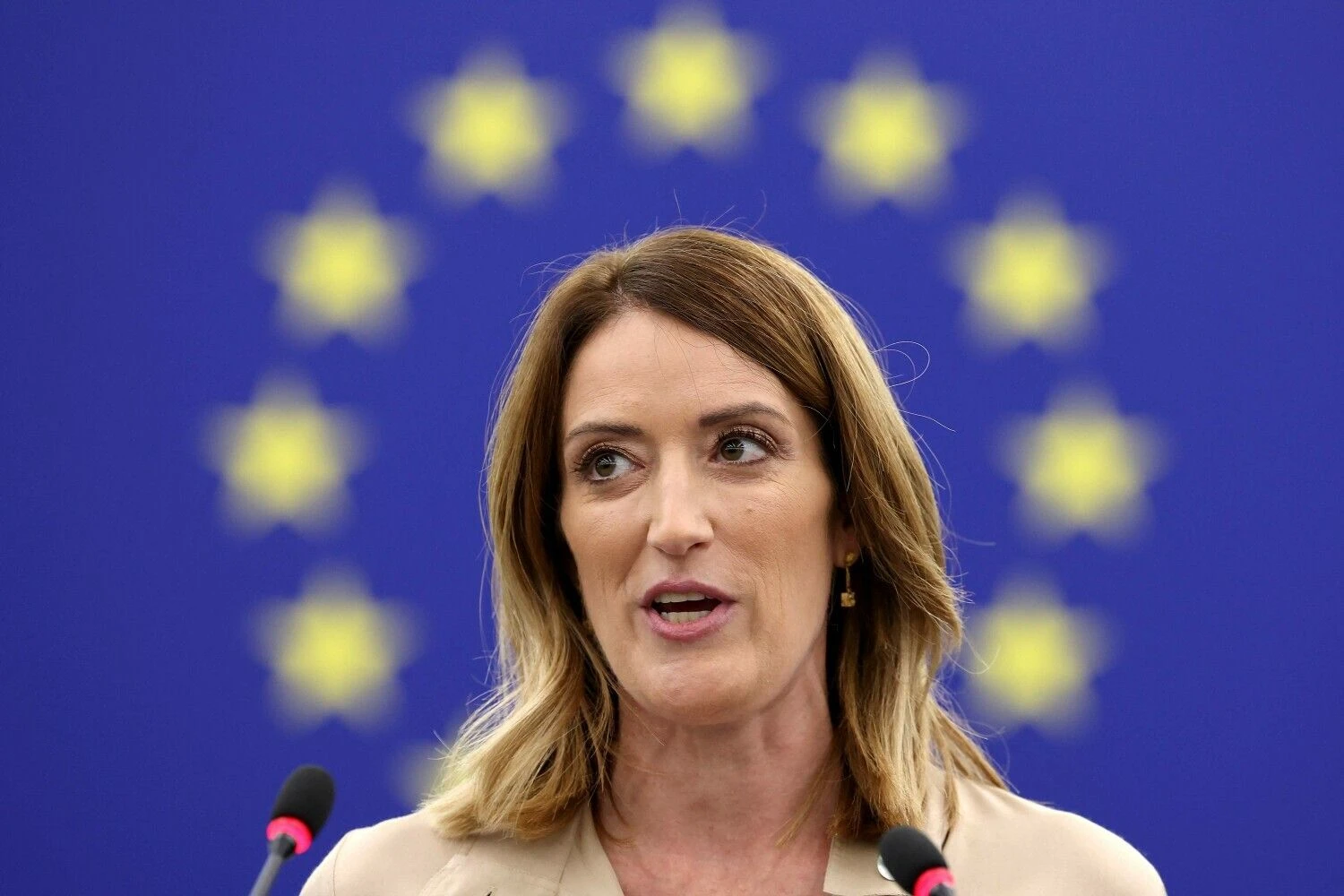 Roberta Metsola, Europos Parlamento pirmininkė. Fredericko Florino (AFP/„Scanpix“) nuotr.