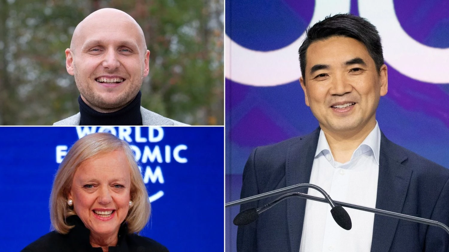 Tomas Okmanas, programavimo UAB „360 IT“ direktorius ir vienas iš „Tesonet“ įkūrėjų, Meg Whitman, buvusi „Quibi“ CEO, ir Ericas Yuana, „Zoom Video Communications“ vadovas. VŽ ir „Scanpix“ nuotr.