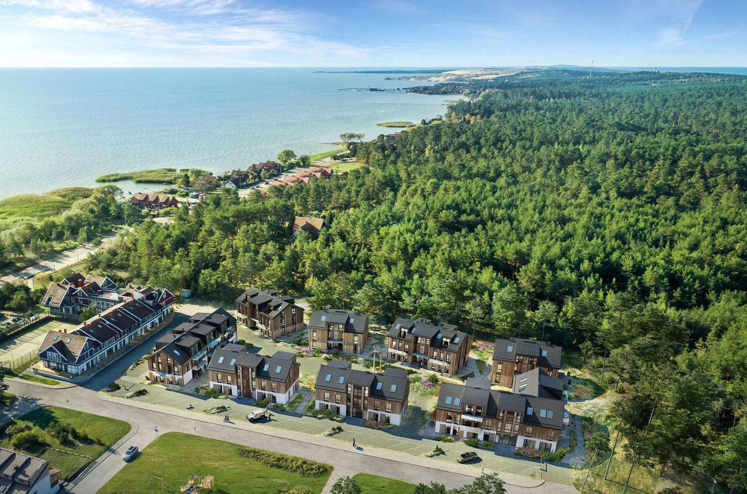 Poilsio butų projektas „Marių vėtrungės“. Bendrovės vizualizacija.