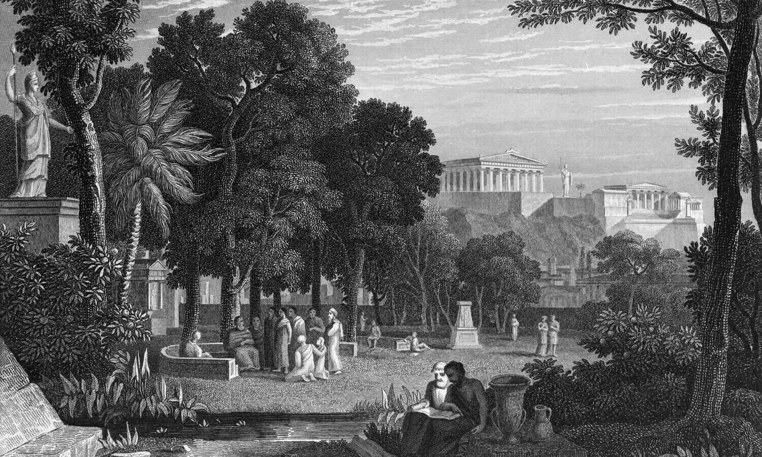 Platonas ir jo mokiniai Akademijos sode. Atėnai apie 430 m. pr. m. e. Johannas Poppelis (1807–1882). „Kunst & Geschichte“ archyvo kolekcijos / „Scanpix“ nuotr.