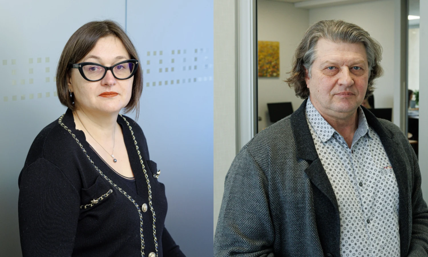 Irmanta Krikščiūnienė, Lietuvos vertintojų rūmų valdybos pirmininkė, Tauras Antanas Tupinis, Lietuvos turto vertintojų asociacijos prezidentas. VŽ koliažas.