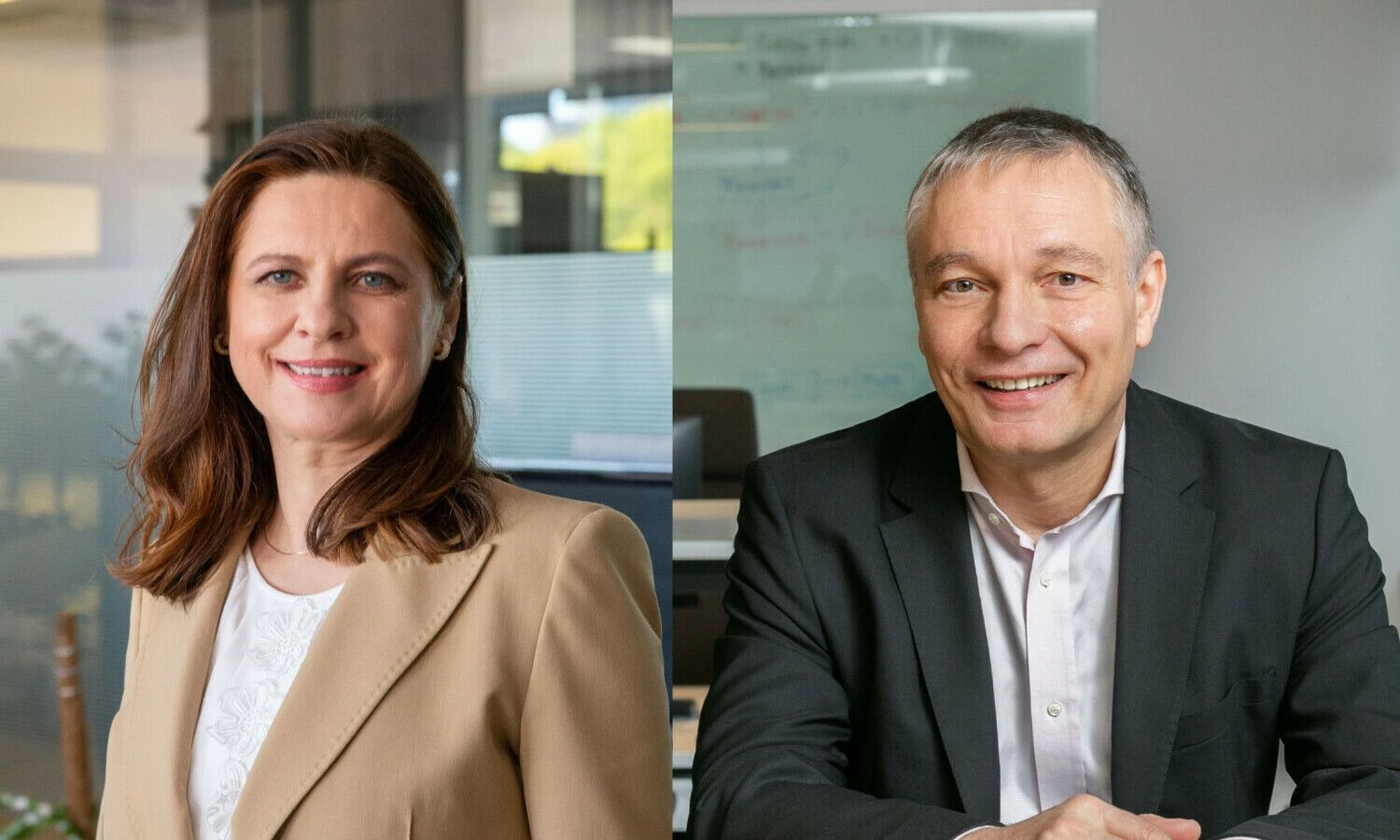 Noelis Crameris, UAB „GF banko“ vadovas, dešinėje ir Asta Grabinskė, UAB „Allianz Lietuva“ direktorė. VŽ koliažas.