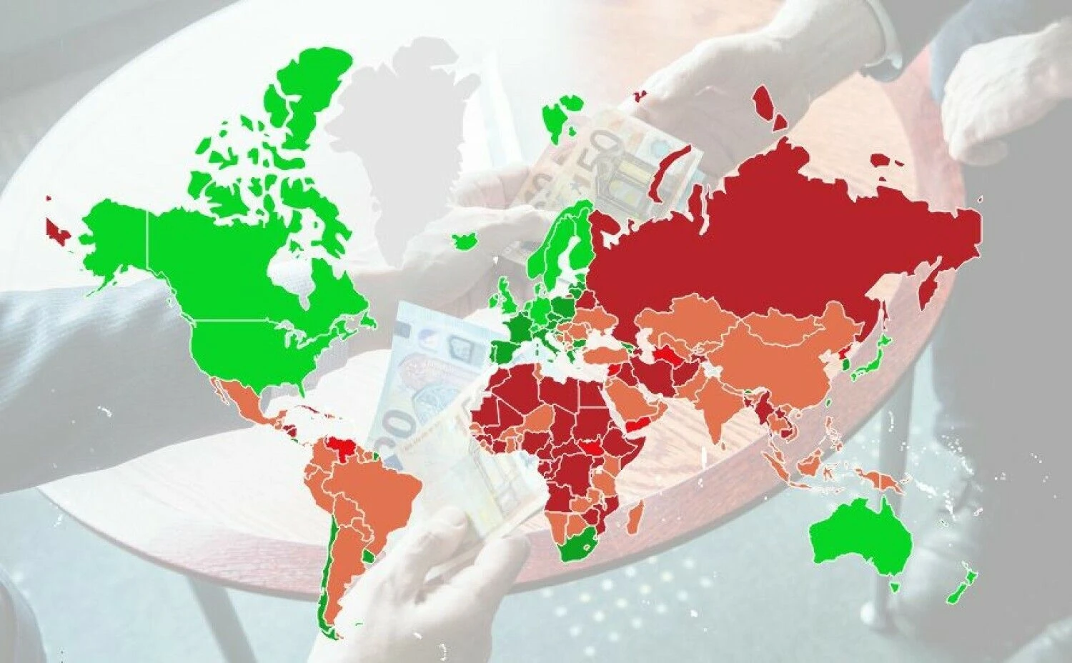 Komercinio kyšininkavimo užsienyje rizikos žemėlapis. VŽ iliustracija.