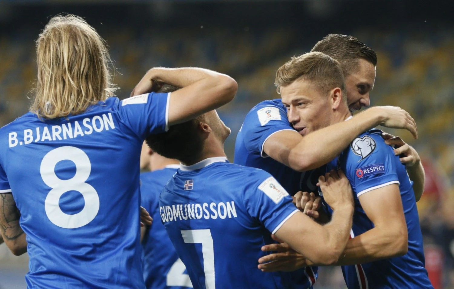 Islandijos futbolo rinktinė rungtynėse su Ukraina. Valentino Ogirenkos (Reuters / Scanpix) nuotr.