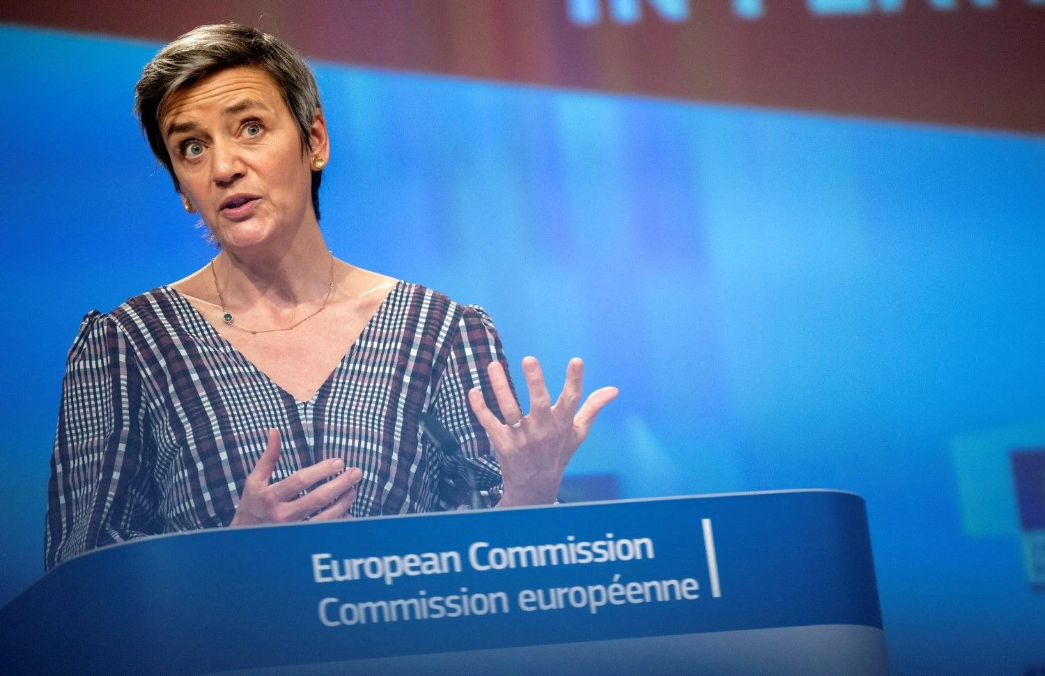 Margrethe Vestager, už prie skaitmeninio amžiaus prisitaikiusią Europą atsakinga vykdomoji Europos Komisijos pirmininko pavaduotoja. Olivierio Matthyso („Scanpix“ / „Reuters“) nuotr.