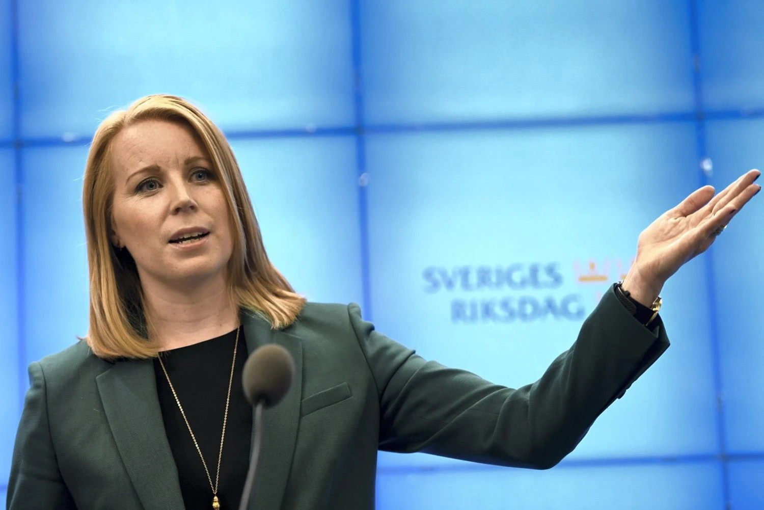 Annie Loof, Švedijos Centro partijos lyderė, pakviesta pabandyti suformuoti naująją valdančiąją koaliciją, o kartu ir šalies vyriausybę, bet abejojama, ar ji taps naująja premjere. Henriko Montgomery (TT / „Scanpix“) nuotr.  