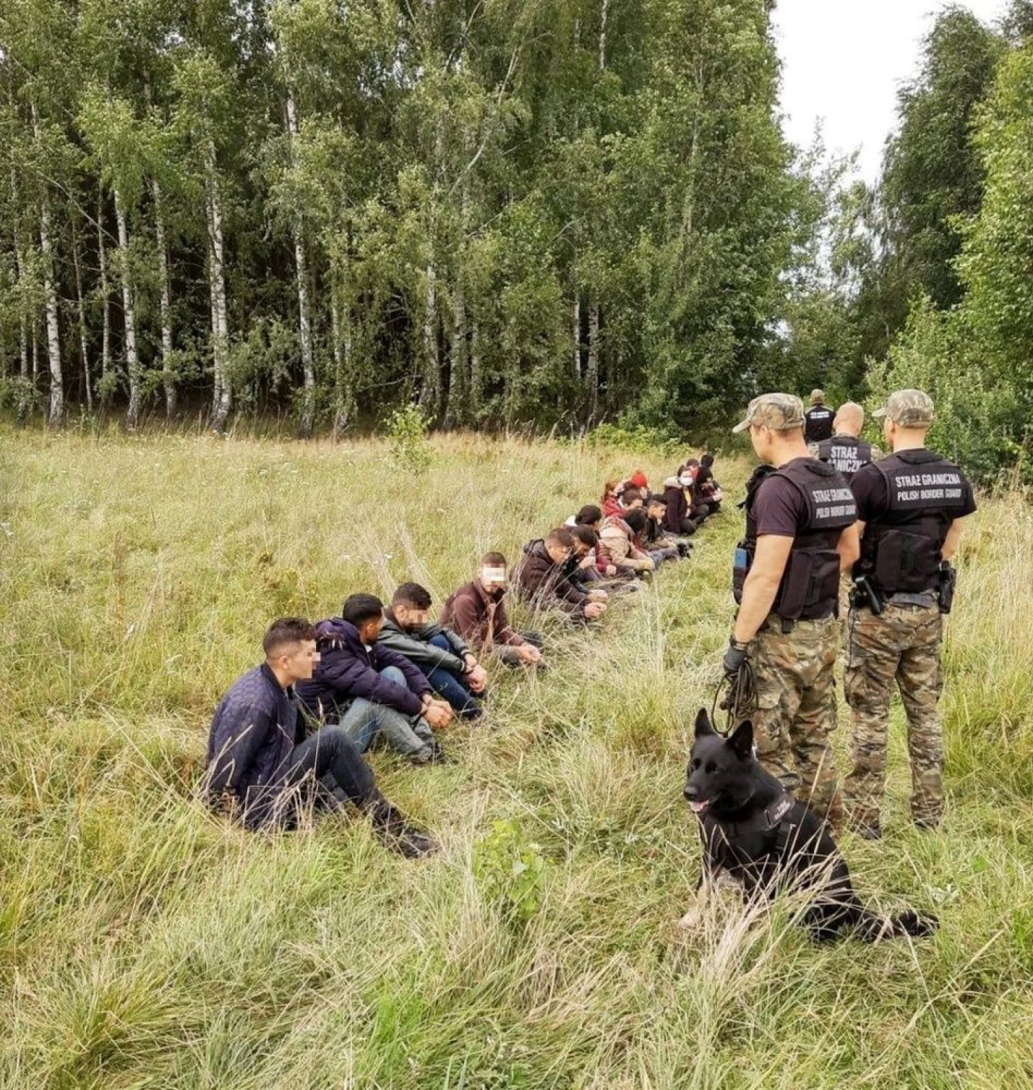 Lenkijos pasienio pareigūnai sulaikė nelegalių migrantų grupę. „Reuters“/„Scanpix“ nuotr.