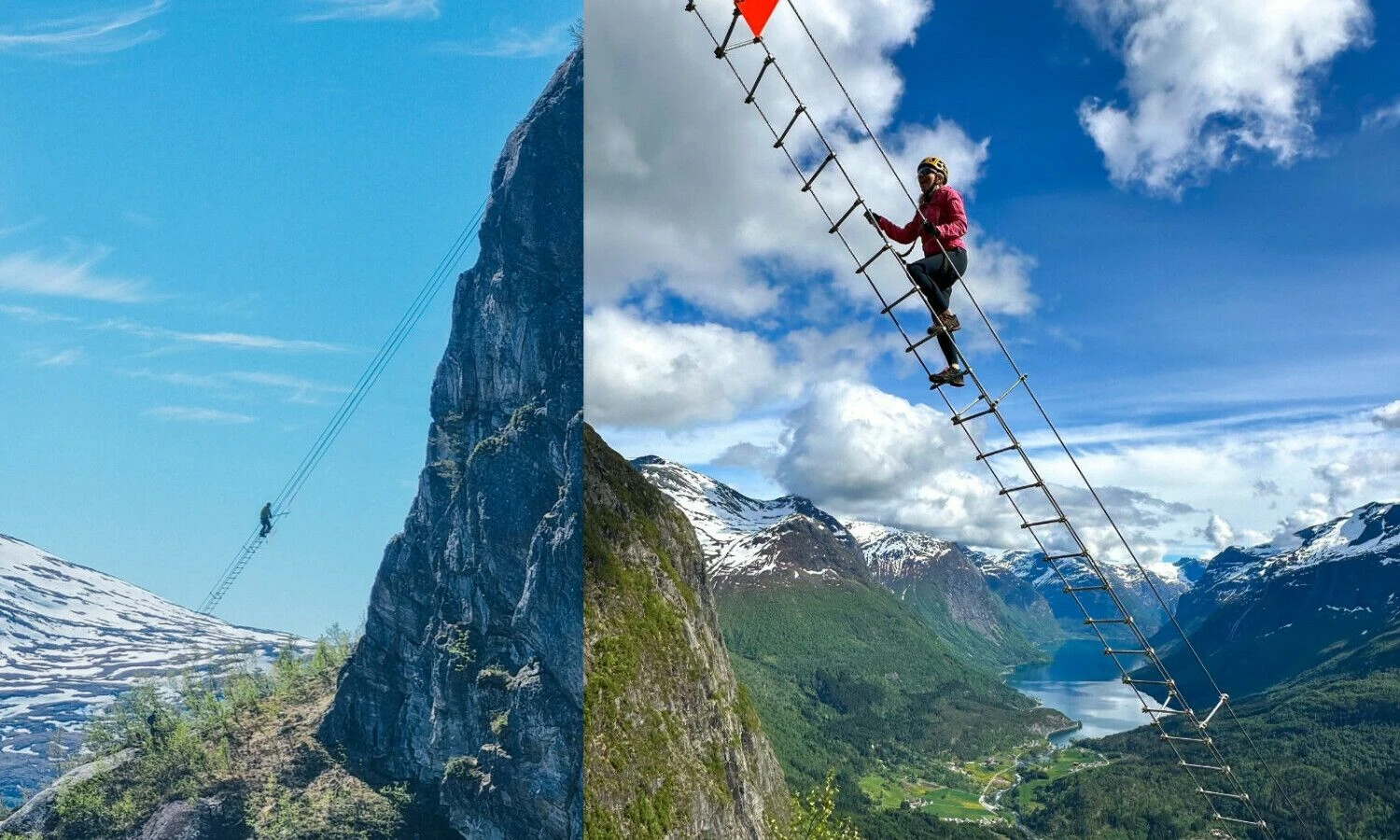 Kairėje – įrengiami, dešinėje – veikiantys „Stigull“ laiptai. „loen-skylift“ nuotr.