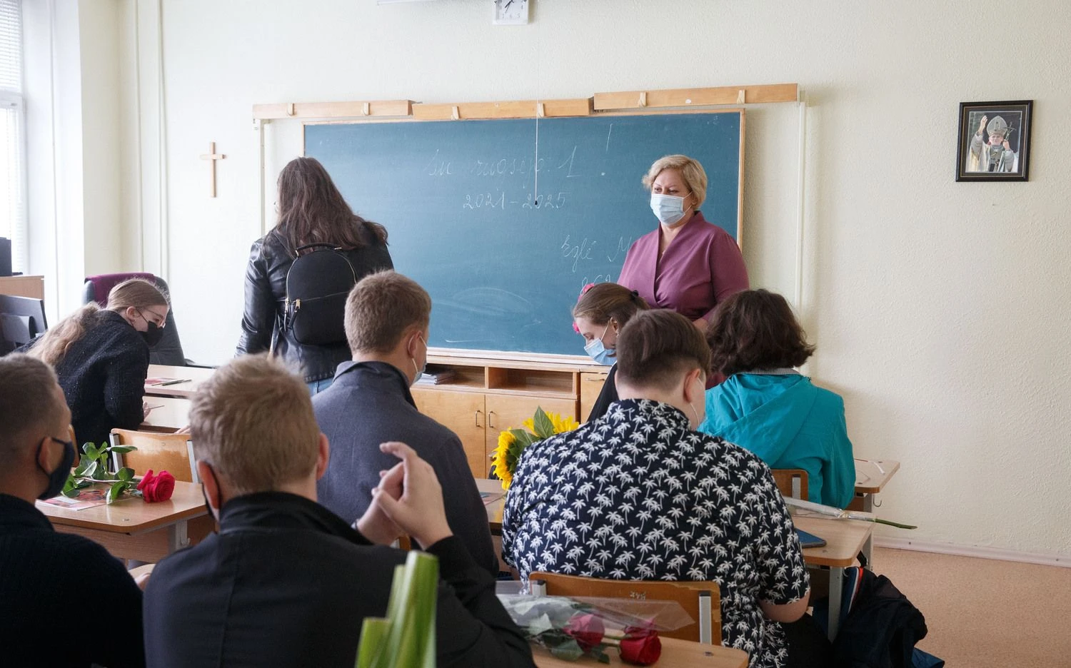 Mokslo metų pradžios šventė Vilniaus šv. Jono Pauliaus II gimnazijoje. Juditos Grigelytės (VŽ) nuotr.