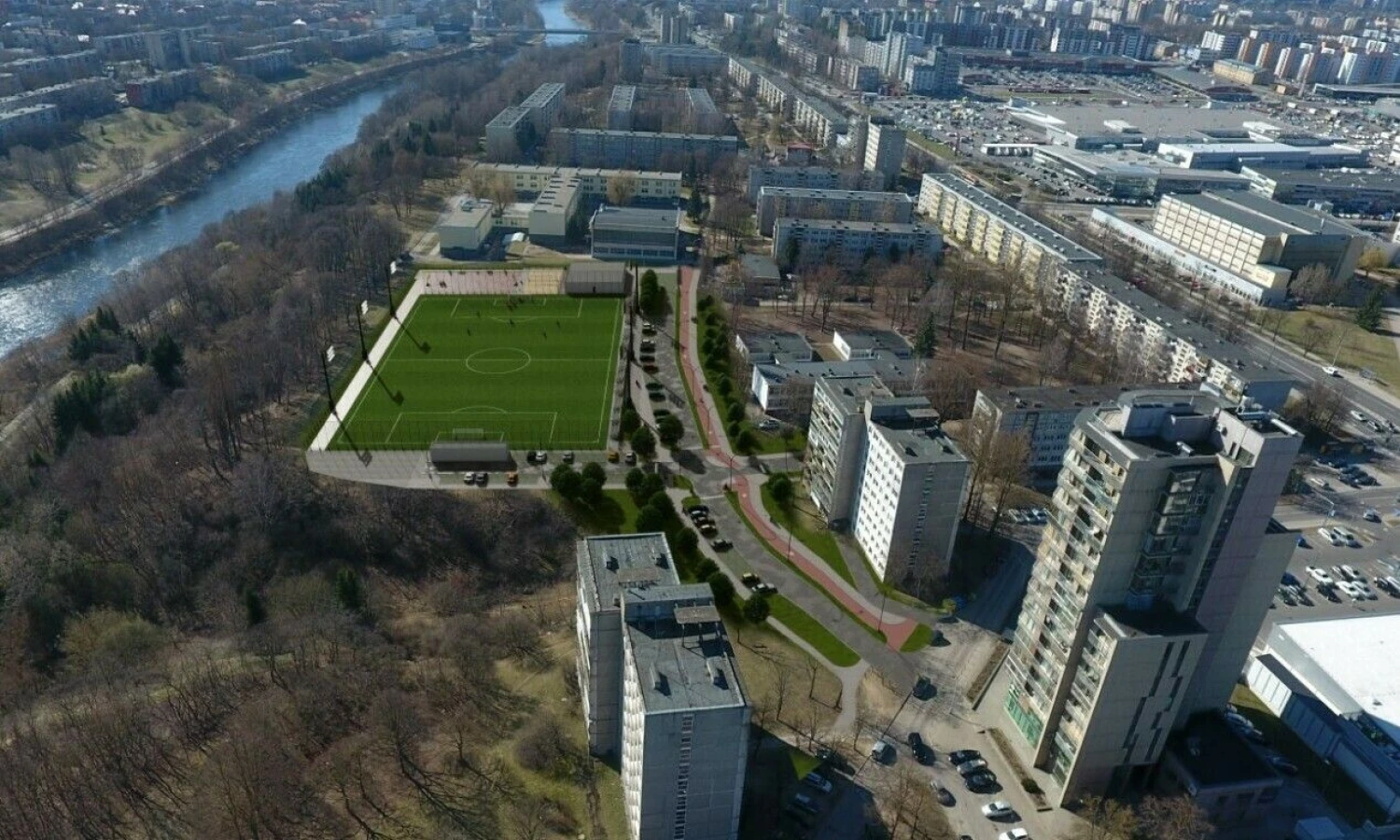 Žirmūnų gimnazijos aikštynas.
