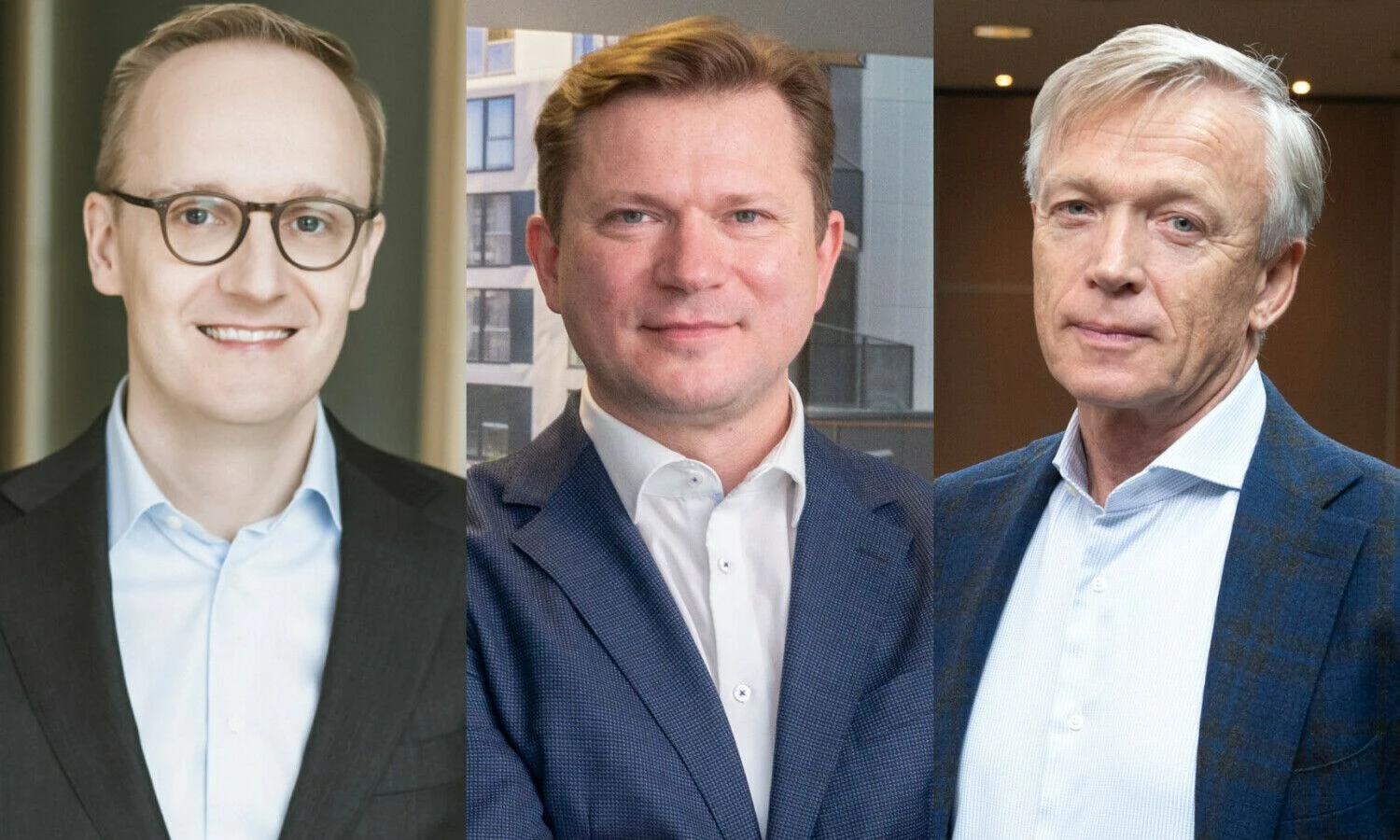 Simonas Skukauskas, „Sorainen“ partneris, Saulius Putrimas, „Merko statybos“ vadovas, Arvydas Avulis, „Hanner“ valdybos pirmininkas. Eriko Ovčarenko (BNS) nuotr.