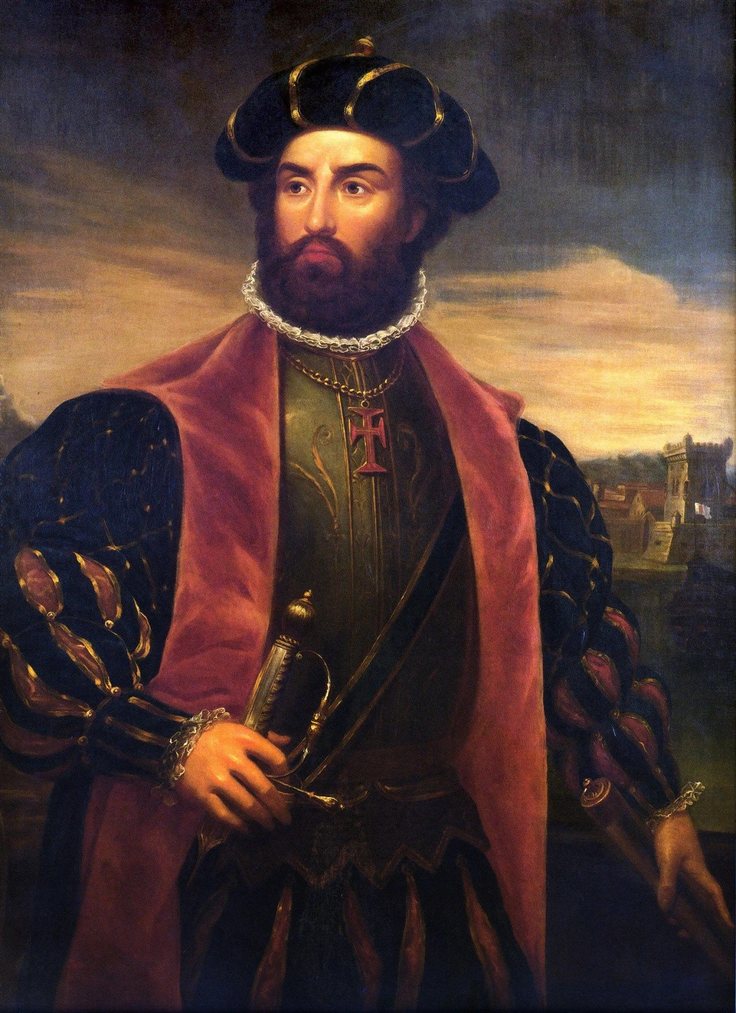 Vasco da Gamos portretas. Antonio Manuelio da Fonsecos kūrinys (1838 m.).