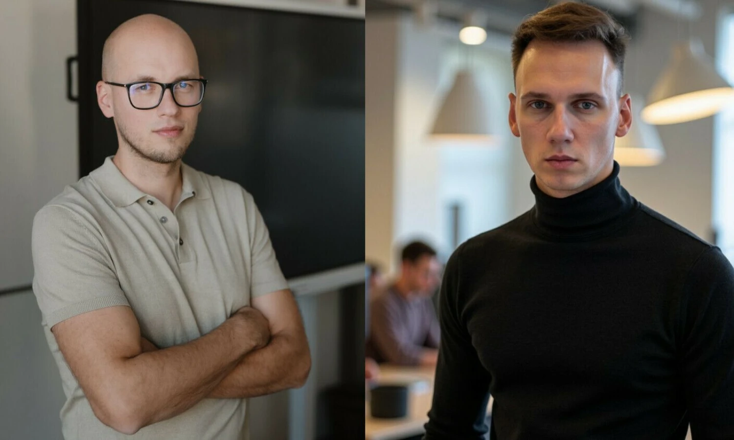 Rolandas Šikšnian, „Biznio mašinų kompanijos“ (BMK) Vaizdo ir garso sprendimų skyriaus projektų vadovas ir Andrius Norkūnas, „Circle K“ koncepcijos specialistas.