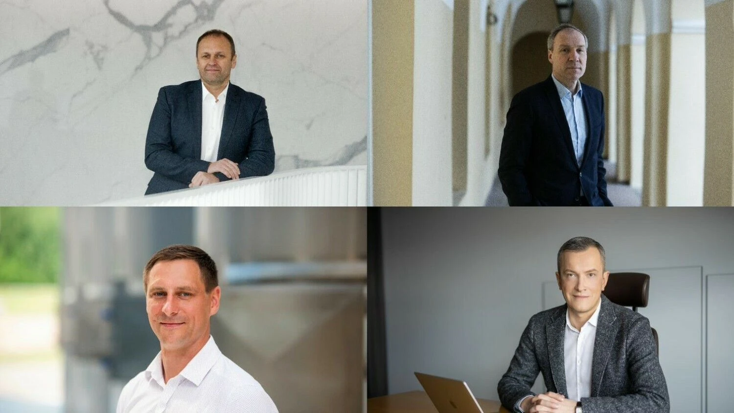 Viršuje iš kairės: Darius Vilkas, UAB „Viking Malt“ direktorius. Artūras Žygelis, UAB „Salpronė“ direktorius.
Apačioje iš kairės: Mantas Rudaitis, ŽŪK „Pienas LT“ generalinis direktorius. Žilvinas Lenktaitis, UAB „Biovela-Utenos mėsa“ generalinis direktorius. VŽ koliažas.