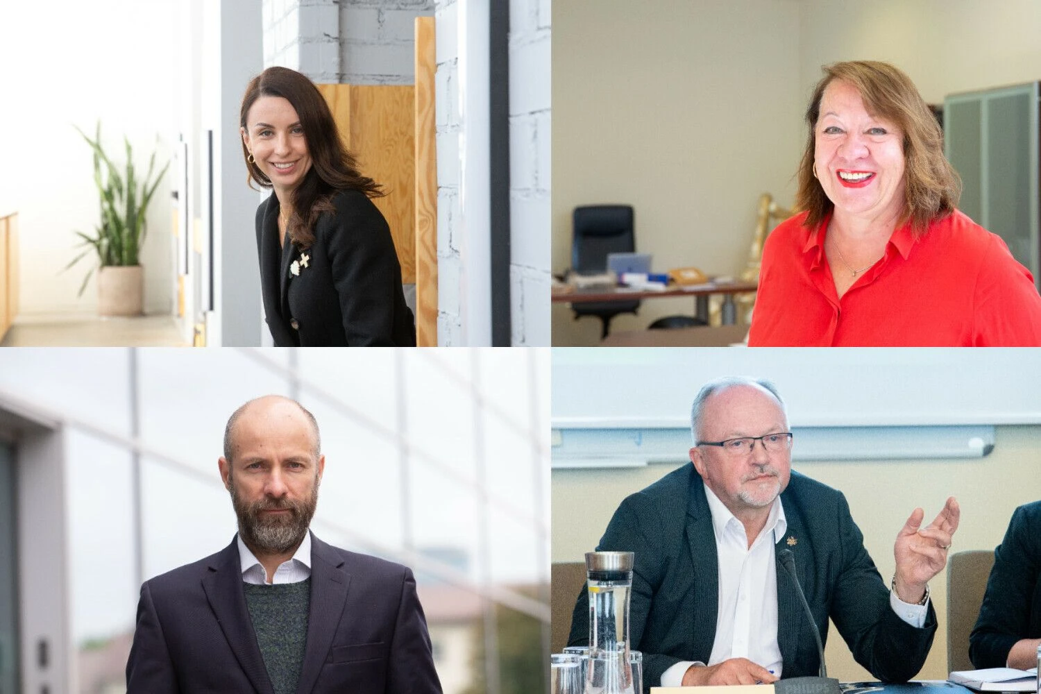 Inga Langaitė, asociacijos „Vienaragiai LT“ vadovė, Rūta Skyrienė, asociacijos „Investors’ Forum“ vykdomoji direktorė, Andrius Romanovskis, Lietuvos verslo konfederacijos prezidentas, Ričardas Sartatavičius, Lietuvos pramonininkų konfederacijos generalinis direktorius. VŽ koliažas