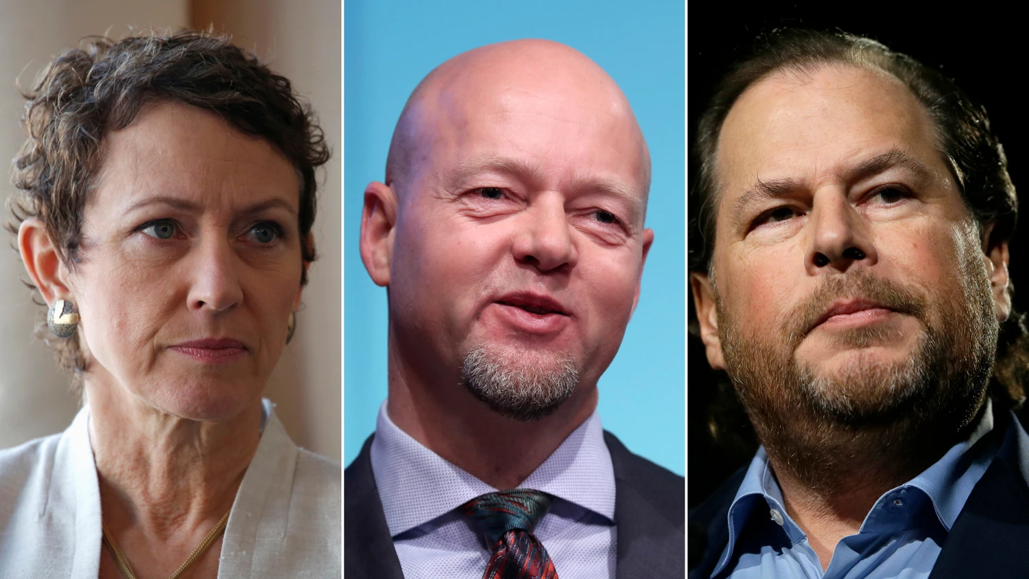 Vadovų patirtis rodo: kai skiriama laiko nedirbti, dirbti sekasi geriau. Nuotraukoje iš kairės: Inga Beale, draudimo ir perdraudimo korporacijos „Lloyd’s“ buvusi vadovė, Yngve Slyngstadas, turto fondo „Norges Bank Investment Management“ pasitraukiantis vadovas, ir Marcas Benioffas programinės įrangos korporacijos „Salesforce“ CEO. „Scanpix“ nuotraukų koliažas.