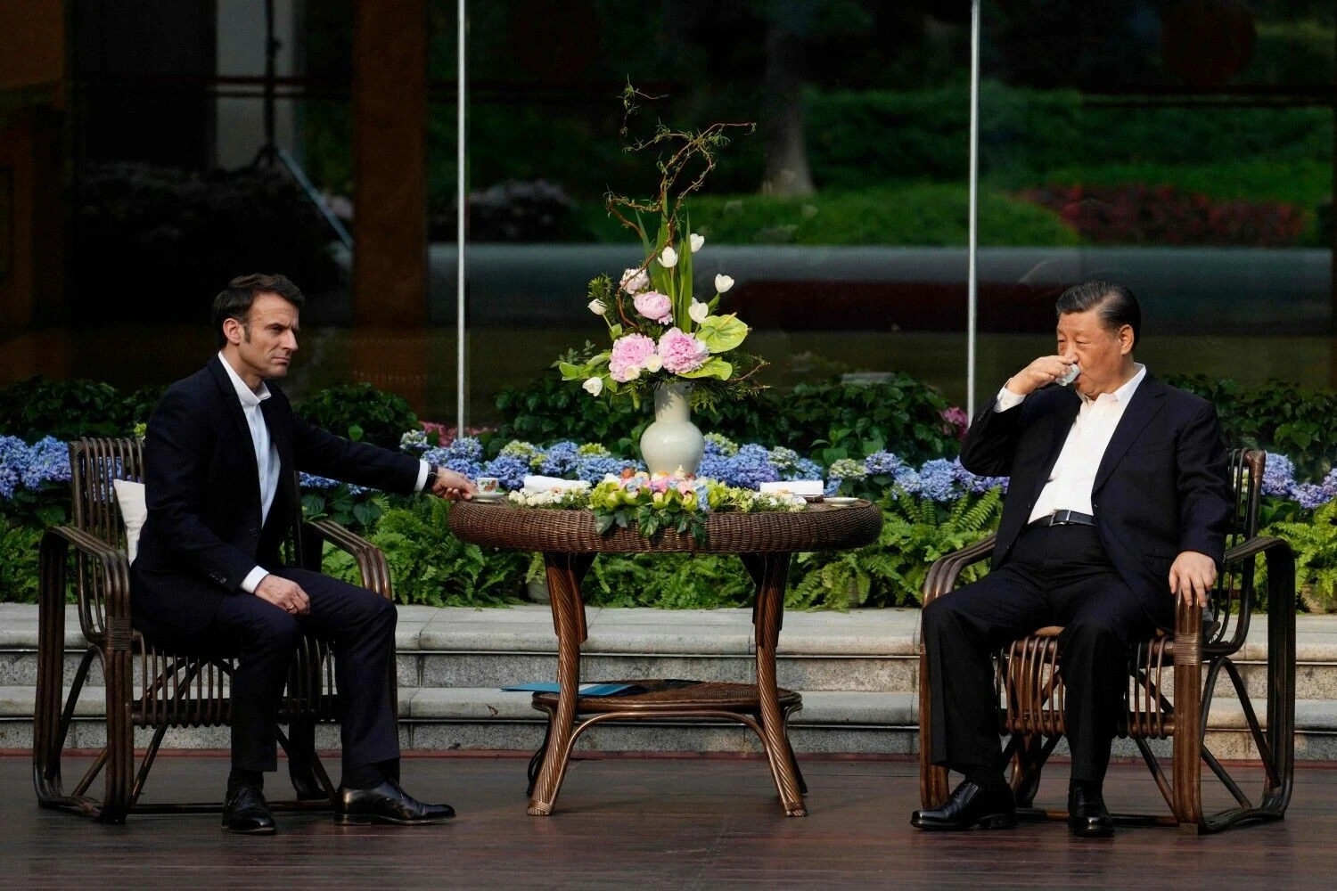 Emmanuelis Macronas, Prancūzijos prezidentas, ir Xi Jinpingas, Kinijos prezidentas. Thibault Camus (AFP / „Scanpix“) nuotr.