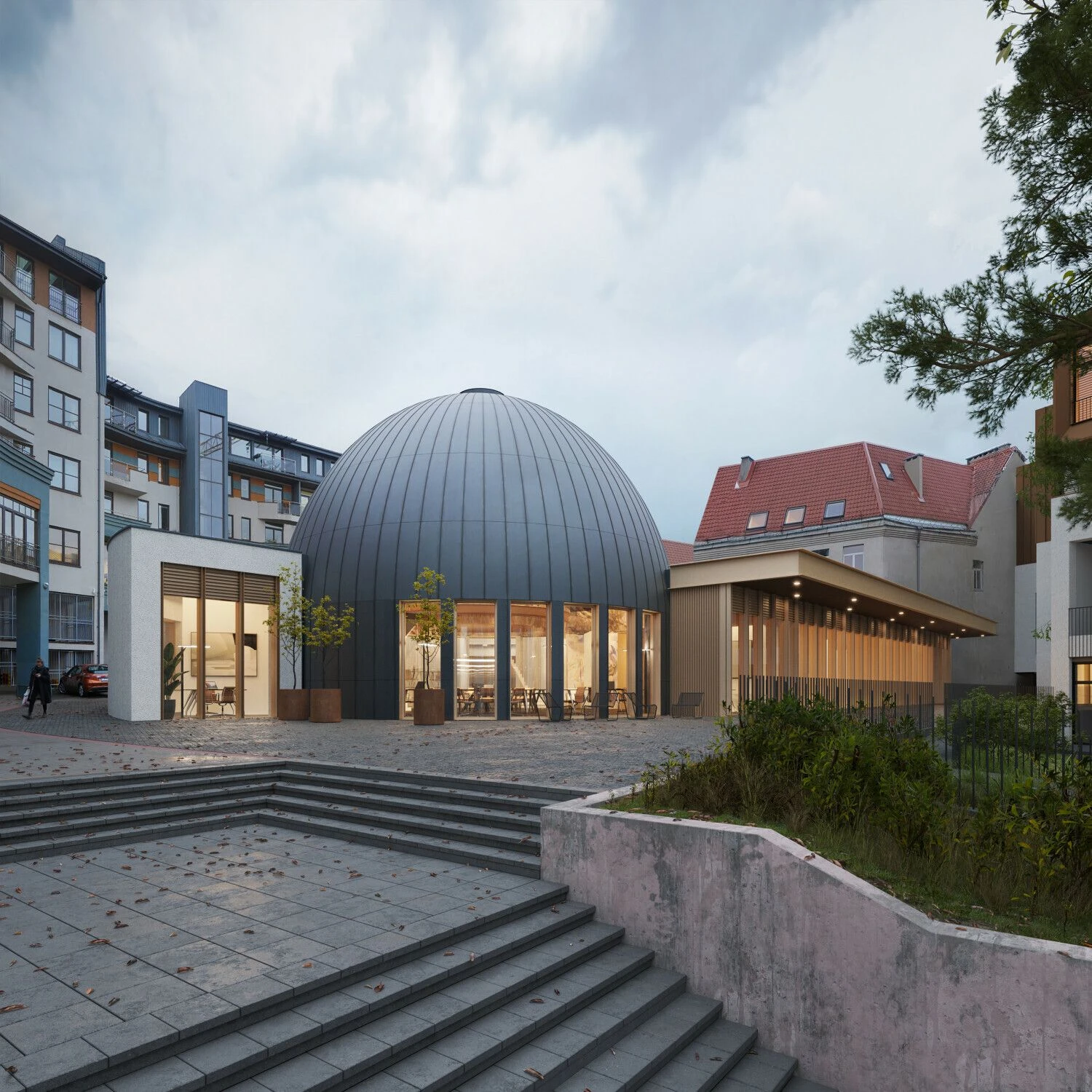 Suplanuota pirmojo Vilniaus planetariumo rekonstrukcija. „Aketuri architektai“ vizualizacija.
