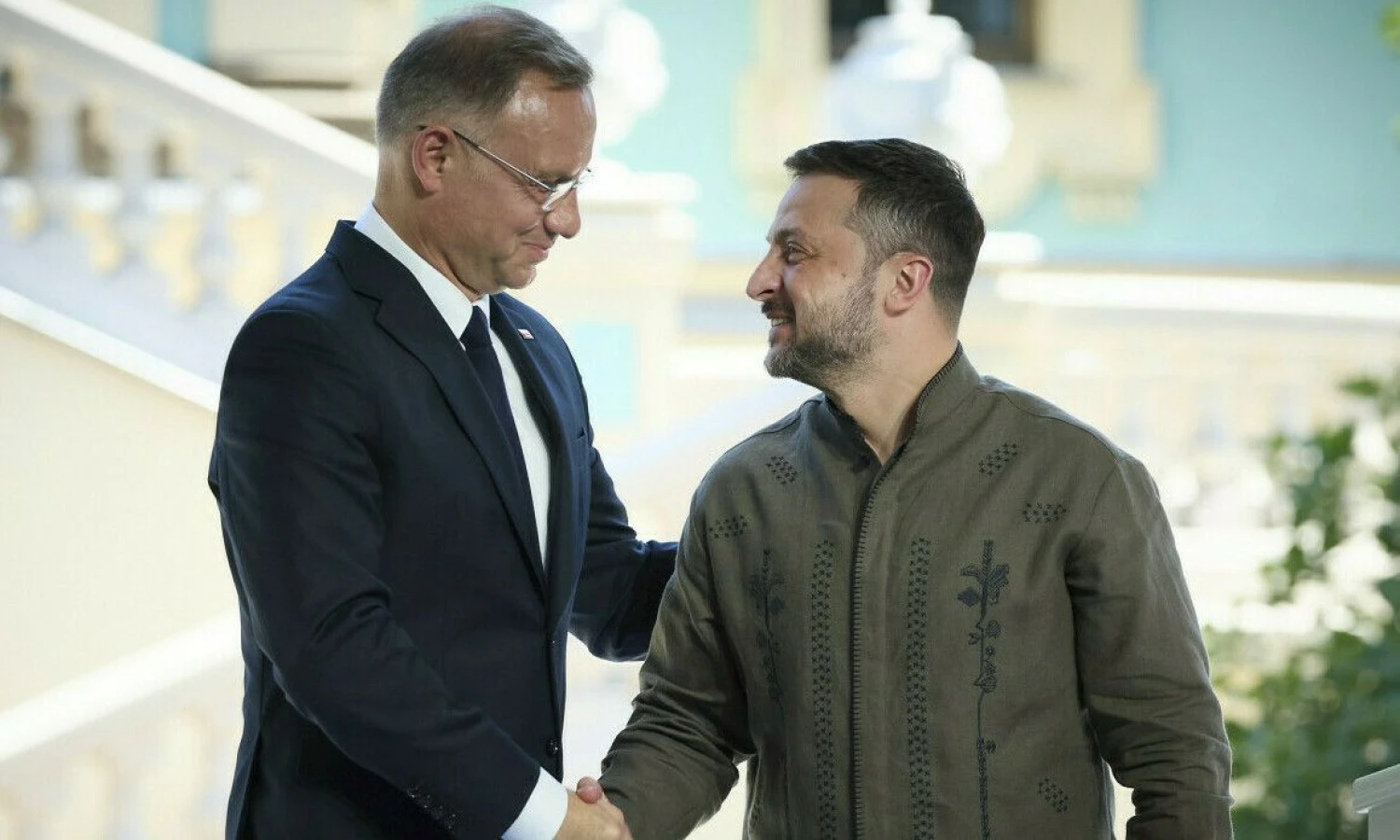 Andrzejus Duda, Lenkijos prezidentas, ir Volodymyras Zelenskis, Ukrainos prezidentas. Ukrainos prezidentūros („Planet Pix“ / „Zuma Press Wire“ / „Scanpix“) nuotr.