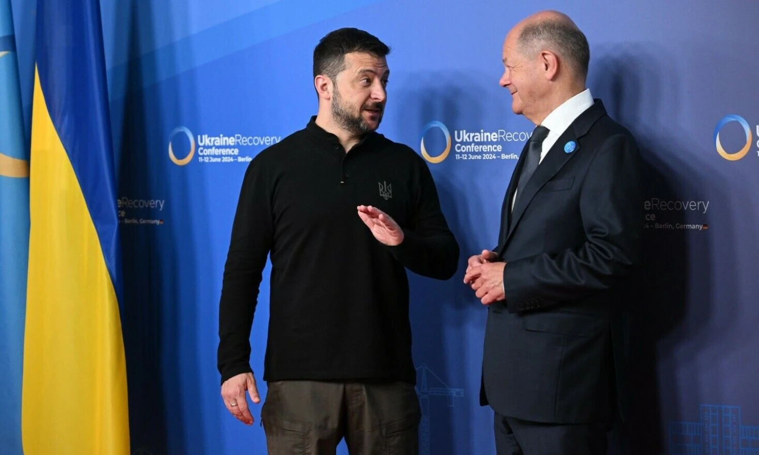 Ukrainos prezidentas V. Zelenskis ir Vokietijos kancleris O. Scholzas. Brittos Pedersen („dpa“ / „Scanpix“) nuotr.