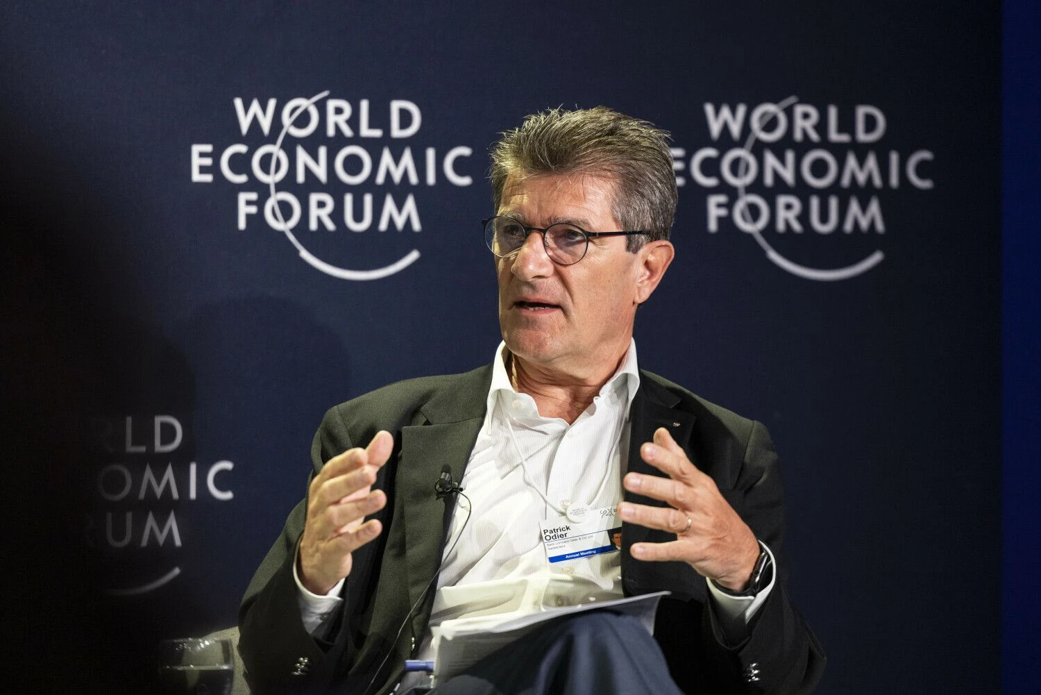 Patrickas Odier, garsios Šveicarijos bankininkų dinastijos atstovas. Ciaran McCrickard/„World Economic Forum“ nuotr.