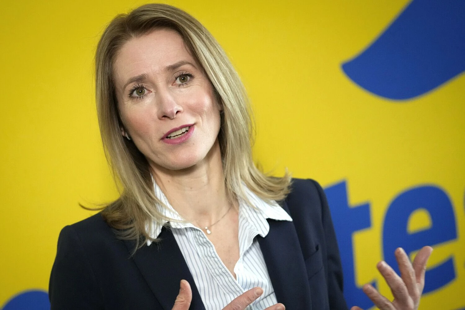 Estijos premjerė Kaja Kallas. Sergejaus Gritso („AP“/„Scanpix“) nuotr.