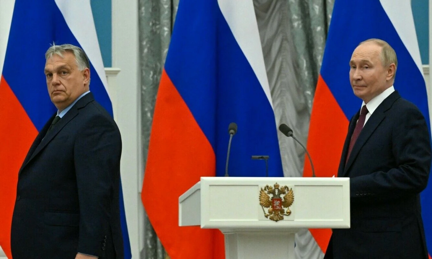 V. Orbanas ir V. Putinas Maskvoje. Alexandero Nemenovo (AFP/„Scanpix“) nuotr.
