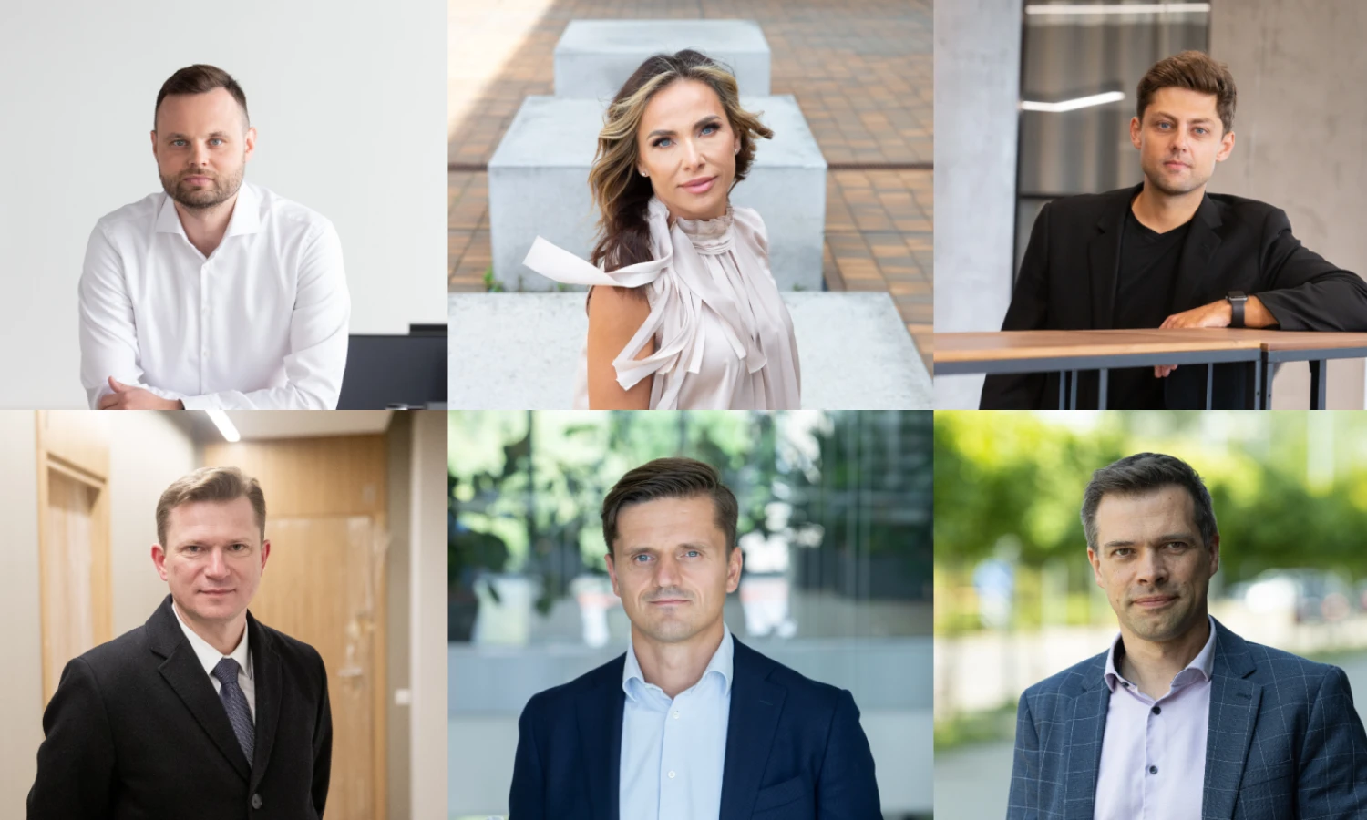 Robertas Žulpa, „Galio Group“ plėtros ir analizės vadovas, Jurgita Kveselaitė, „Homa Group“ vykdomoji direktorė, Šarūnas Tarutis, „Citus“ investicijų ir analizės vadovas, Saulius Putrimas, „Merko Lietuvoje“ vadovas, Aurimas Čiagus, „Numai“ vadovas, Marijonas Chmieliauskas, „Realco“ pardavimo direktorius. VŽ koliažas.