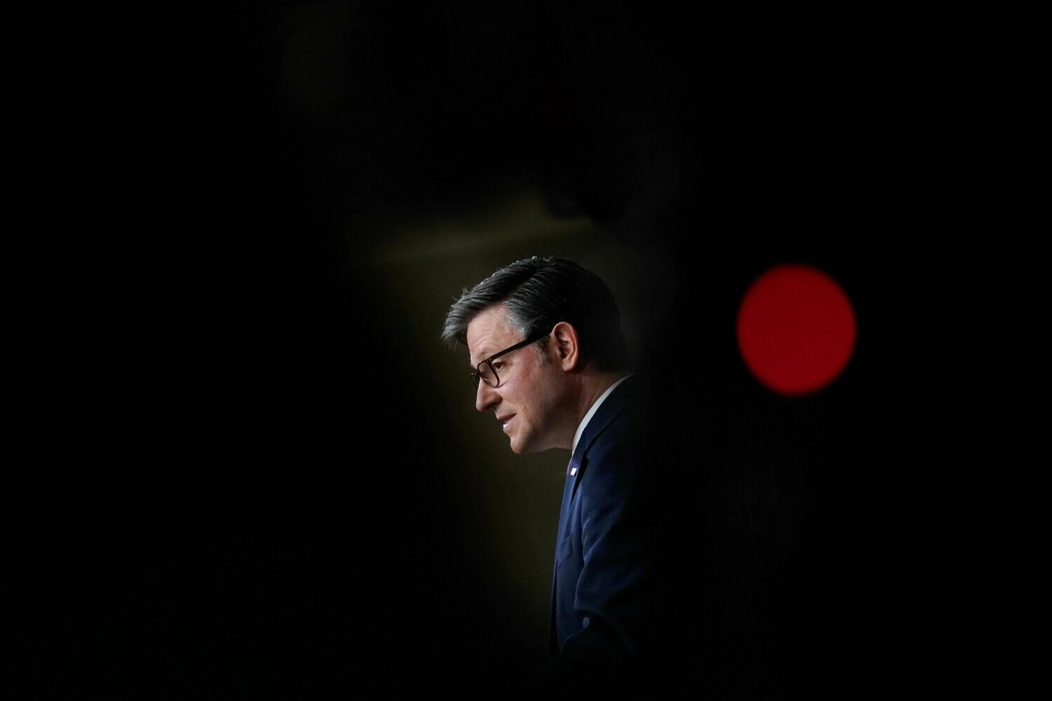 JAV Atstovų Rūmų pirmininkas Mike’as Johnsonas. Drew Angererio (AFP / „Scanpix“) nuotr.