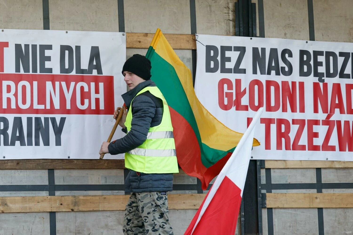 Lenkijos ūkininkų protestas Lietuvos-Lenkijos pasienyje ties Kalvarijos-Budzisko pasienio punktu. Juditos Grigelytės (VŽ) nuotr.