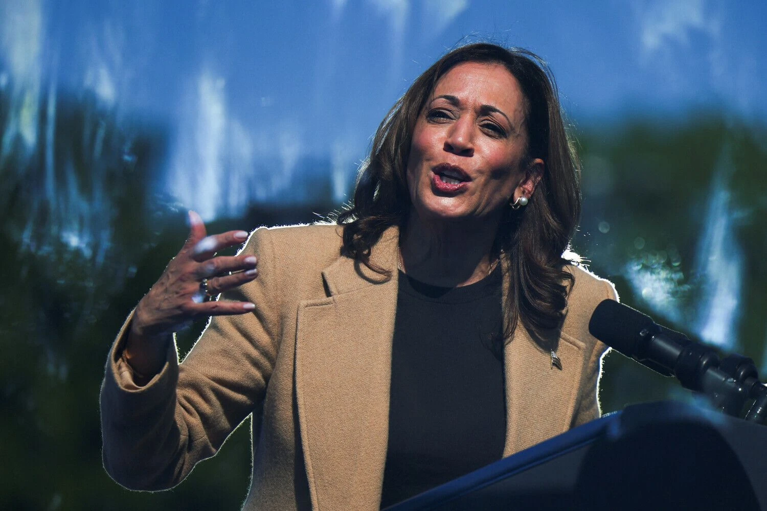 Kamala Harris, viceprezidentė ir Demokratų partijos kandidatė į JAV prezidentus. Briano Snyderio (AFP/„Scanpix“) nuotr.