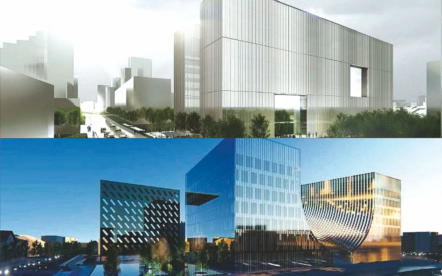 Lapkričio 14 d. Vilniaus RAT numatyta svarstyti du „Cloud architektų“ projektus Vilniuje: verslo centrą Lvovo g. (viršuje) ir Nacionalinės teismų administracijos būstinę Šeimyniškių g. Bendrovės vizualizacijos.