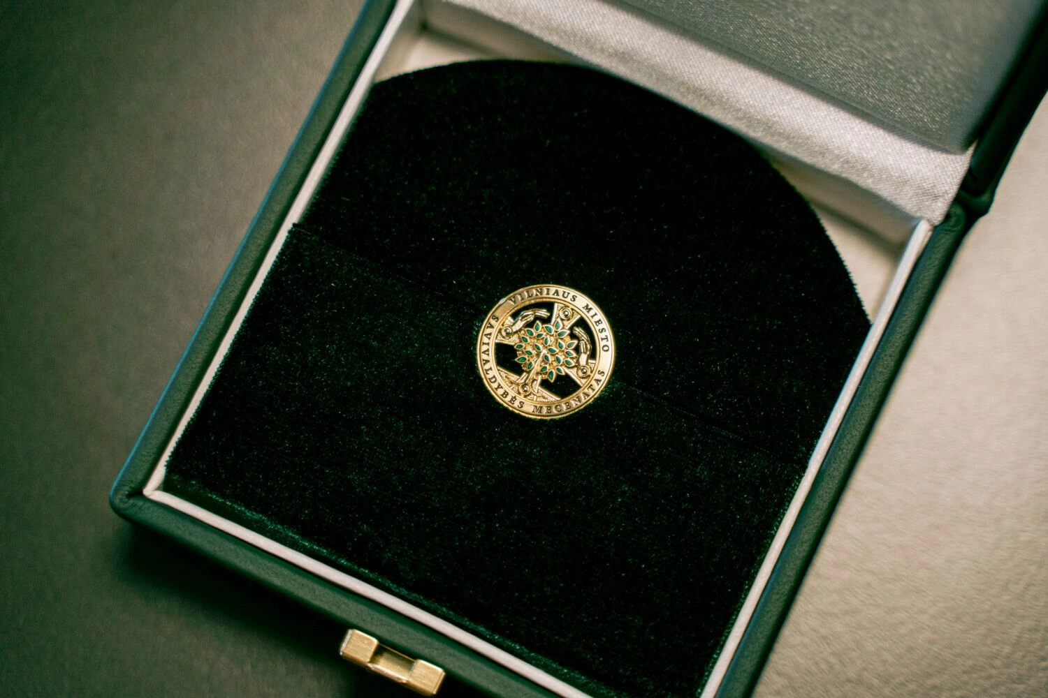 Vilniaus mecenato ženklelis. Vilniaus miesto savivaldybės nuotr.