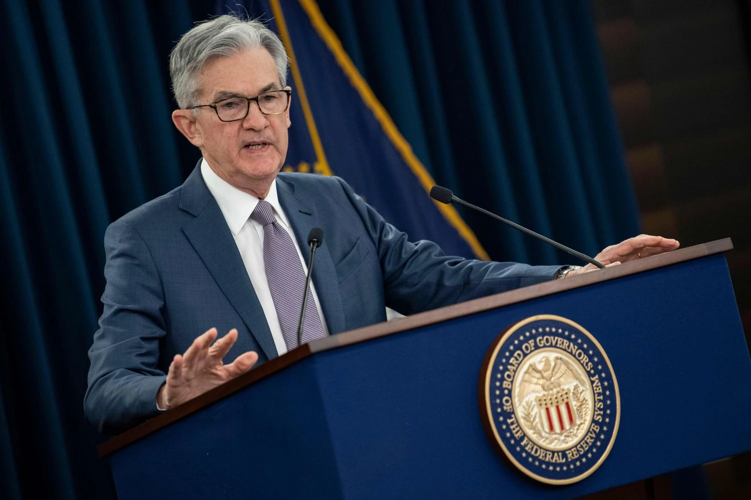 FED vadovas Jerome‘as Powellas. Erico Baradato (AFP / „Scanpix“) nuotr. 