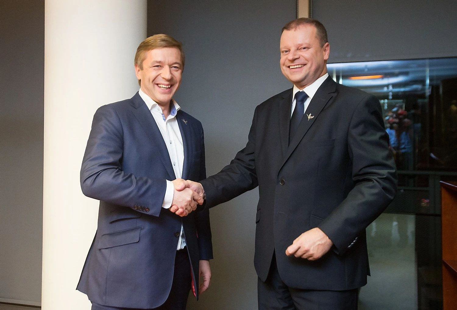 Ramūnas Karbauskis, Valstiečių ir žaliųjų sąjungos pirmininkas, ir Saulius Skvernelis. Juditos Grigelytės (VŽ) nuotr.