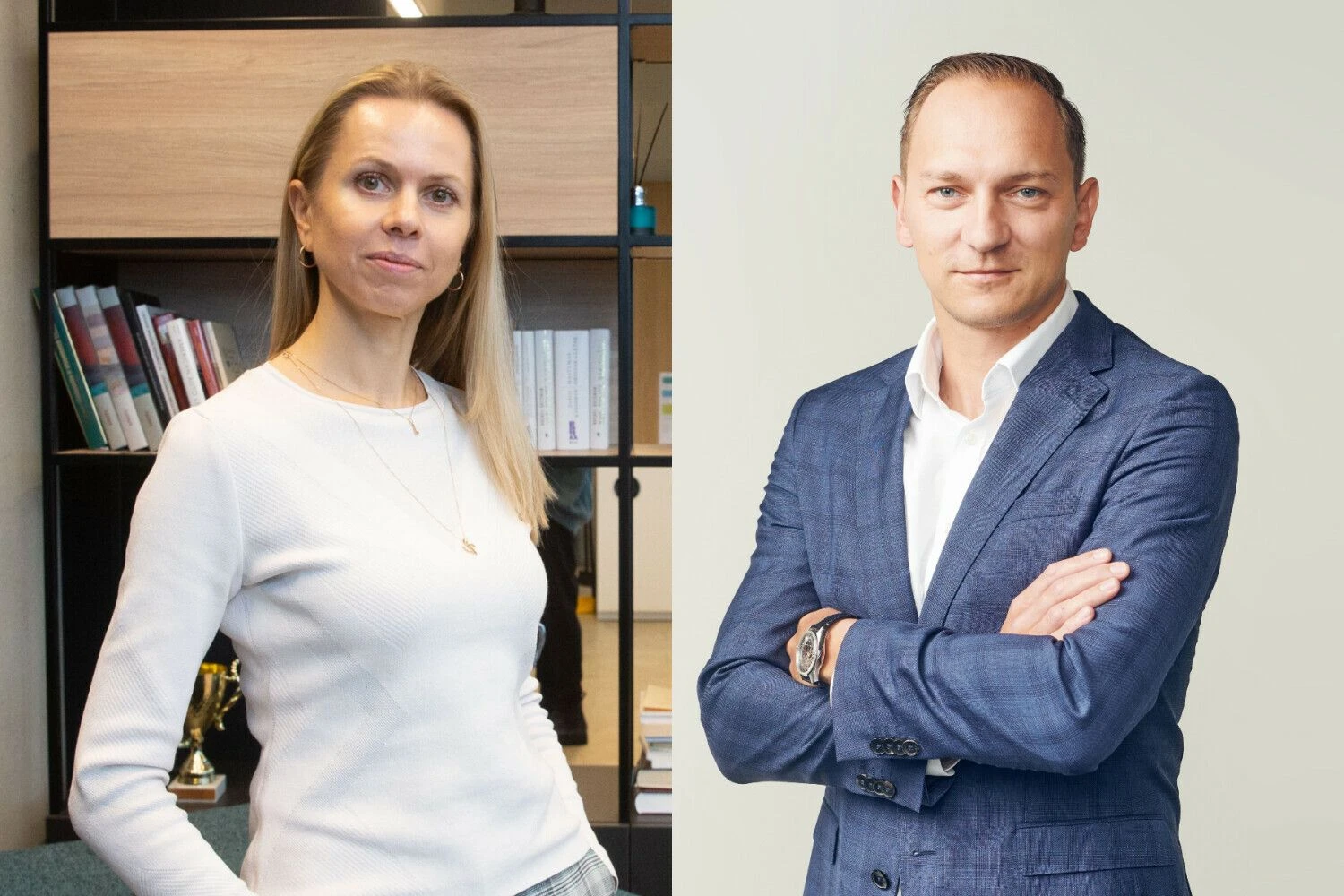 Neringa Rastenytė-Jančiūnienė, „Newsec“ kapitalo rinkų vadovė Baltijos šalyse, Povilas Karlonas, teisinės bendrijos „Noor“ advokatas. VŽ koliažas.